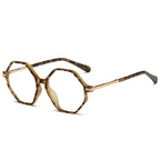 Geometric Octagon Spring Hinge Blue Light Blocking Glasses in Classic Tortoiseshell Demi with Gold Temples