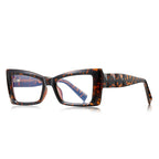 Faceted Prism Cat Eye Blue Light Blocking Glasses in Amber Leopard Tortoiseshell