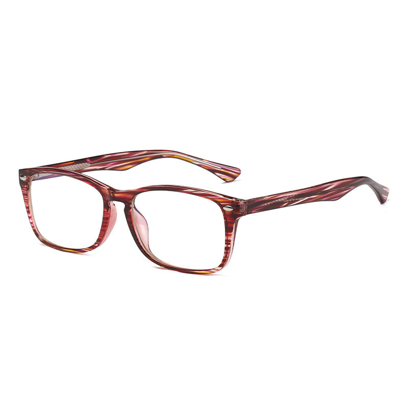 Oval Rivet Rectangle Blue Light Blocking Glasses in Crimson Berry Striation