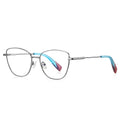 Accent Tip Metal Cat Eye Blue Light Blocking Glasses in Gunmetal with Turquoise Tips