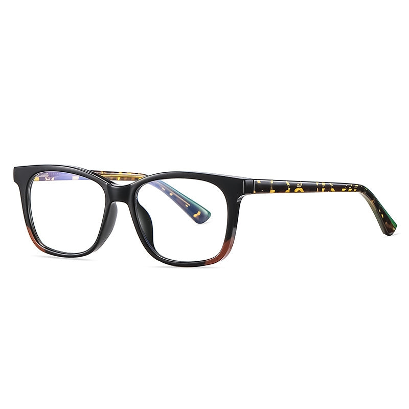 Dipped Corner Square Blue Light Blocking Glasses in Amber Tortoiseshell