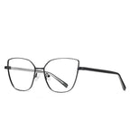 Slim Metal Cat Eye Blue Light Blocking Glasses in Matte Black