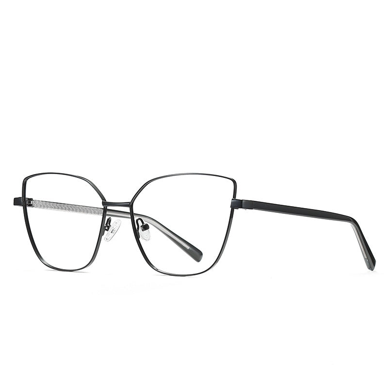 Slim Metal Cat Eye Blue Light Blocking Glasses in Matte Black