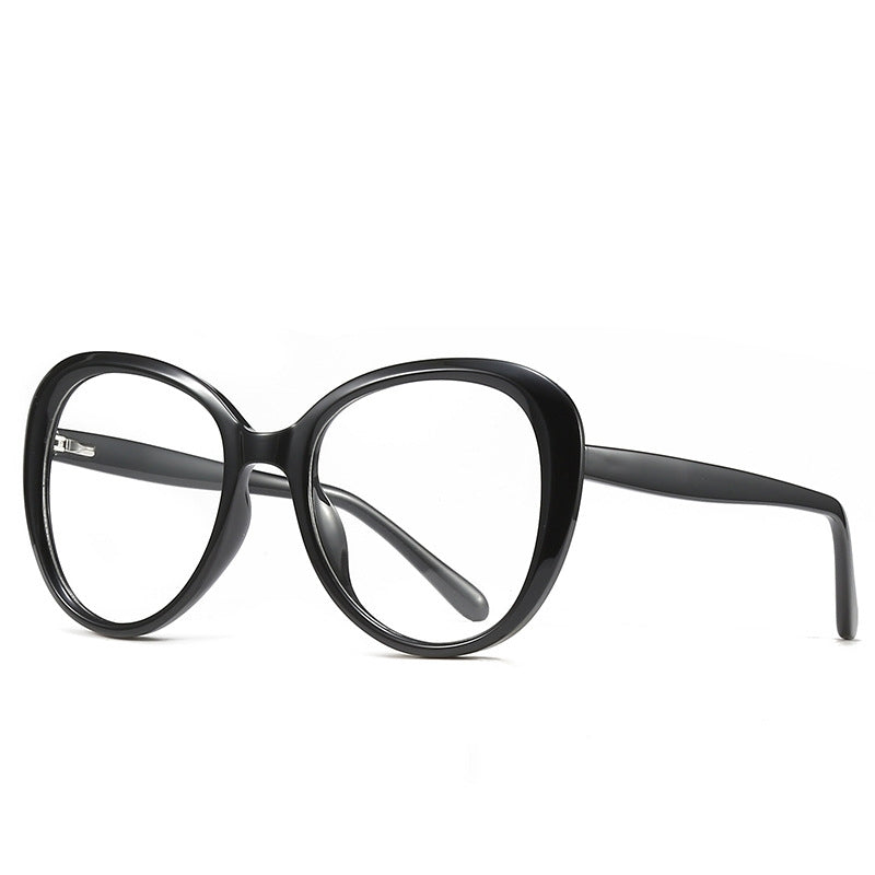 Oversized Round Butterfly Blue Light Blocking Glasses in Glossy Black