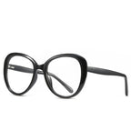 Oversized Round Butterfly Blue Light Blocking Glasses in Glossy Black