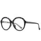 Diamond Cut Round Blue Light Blocking Glasses in Glossy Solid Black