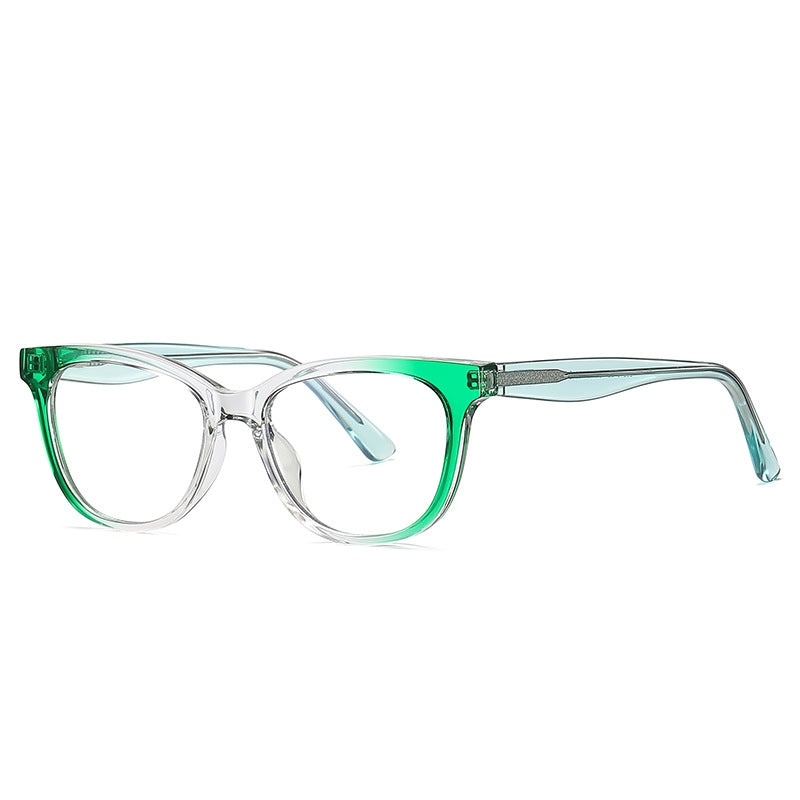 Two-Tone Layered Cat Eye Blue Light Blocking Glasses in Black & Ruby Red