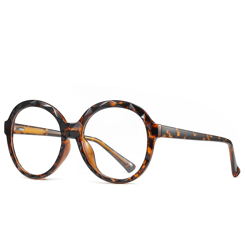 Diamond Cut Round Blue Light Blocking Glasses in Amber Leopard Tortoiseshell