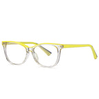Colorblock Temple Cat Eye Blue Light Blocking Glasses in Black & Royal Blue