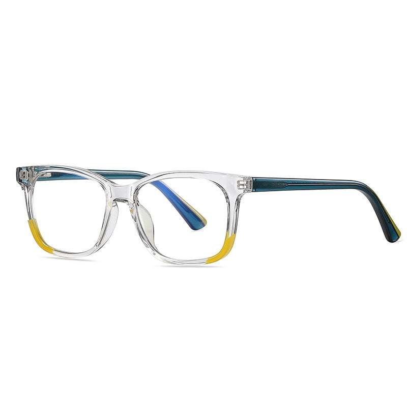 Dipped Corner Square Blue Light Blocking Glasses in Black with Tortoiseshell Temples