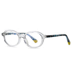 Contrast Temple Round Blue Light Blocking Glasses in Blush Pink & Black