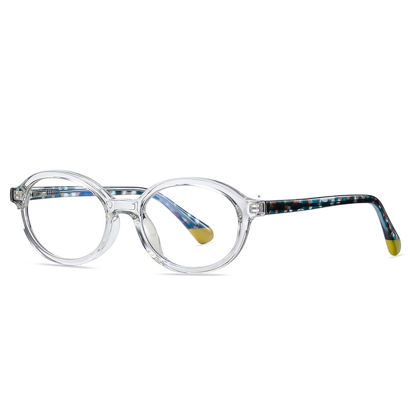 Contrast Temple Round Blue Light Blocking Glasses in Blush Pink & Black