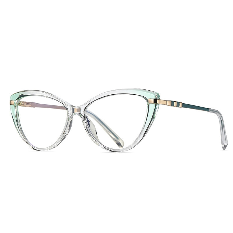 Banded Temple Cat Eye Blue Light Blocking Glasses in Amber Tortoiseshell