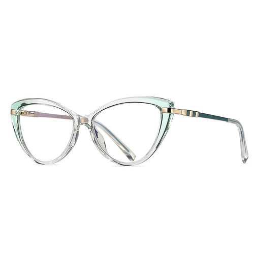 Banded Temple Cat Eye Blue Light Blocking Glasses in Amber Tortoiseshell