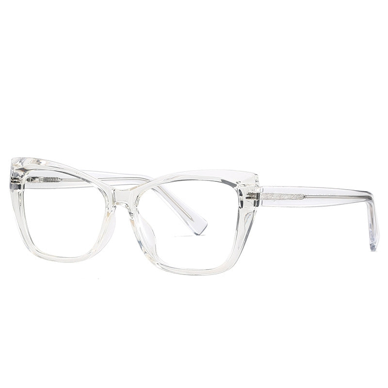 Beveled Cat Eye Blue Light Blocking Glasses in Crystal Clear
