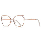 Cutout Triangle Wing Butterfly Blue Light Glasses in Rose Gold with White Accents