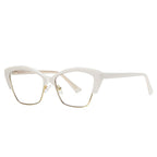 Flared Browline Cat Eye Blue Light Blocking Glasses in Ivory Cream & Gold