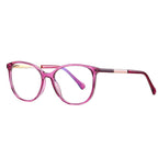 Color Inset Round Blue Light Blocking Glasses in Magenta Berry