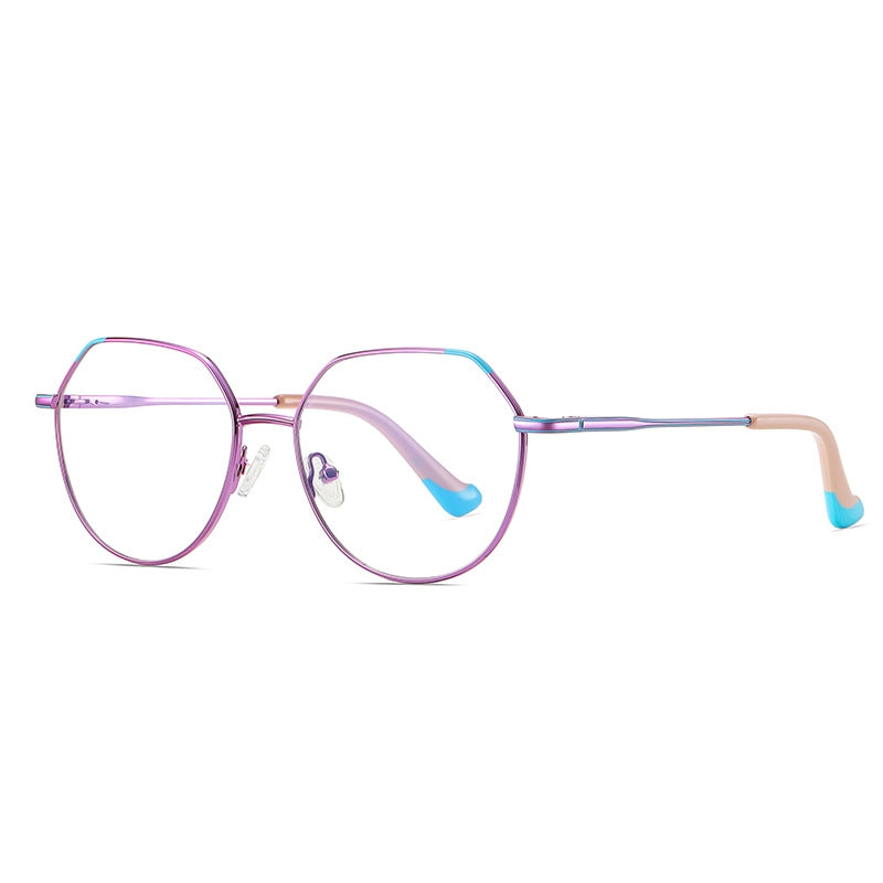 Geometric Octagon Metal Blue Light Blocking Glasses in Lavender with Blue Tips
