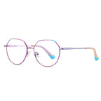 Geometric Octagon Metal Blue Light Blocking Glasses in Lavender with Blue Tips