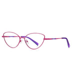 Knotted Temple Metal Cat Eye Blue Light Blocking Glasses in Fuchsia Purple