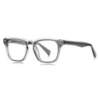 Dual Rivet Square Blue Light Blocking Glasses in Black and Clear Two-Tone Split Frame