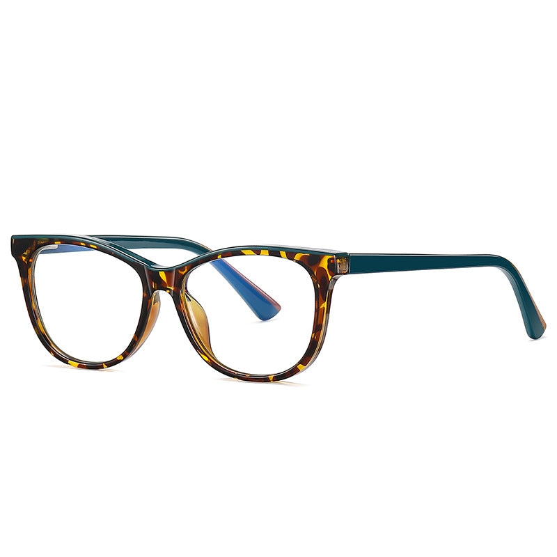Colorblock Temple Cat Eye Blue Light Blocking Glasses in Berry Pink & Black