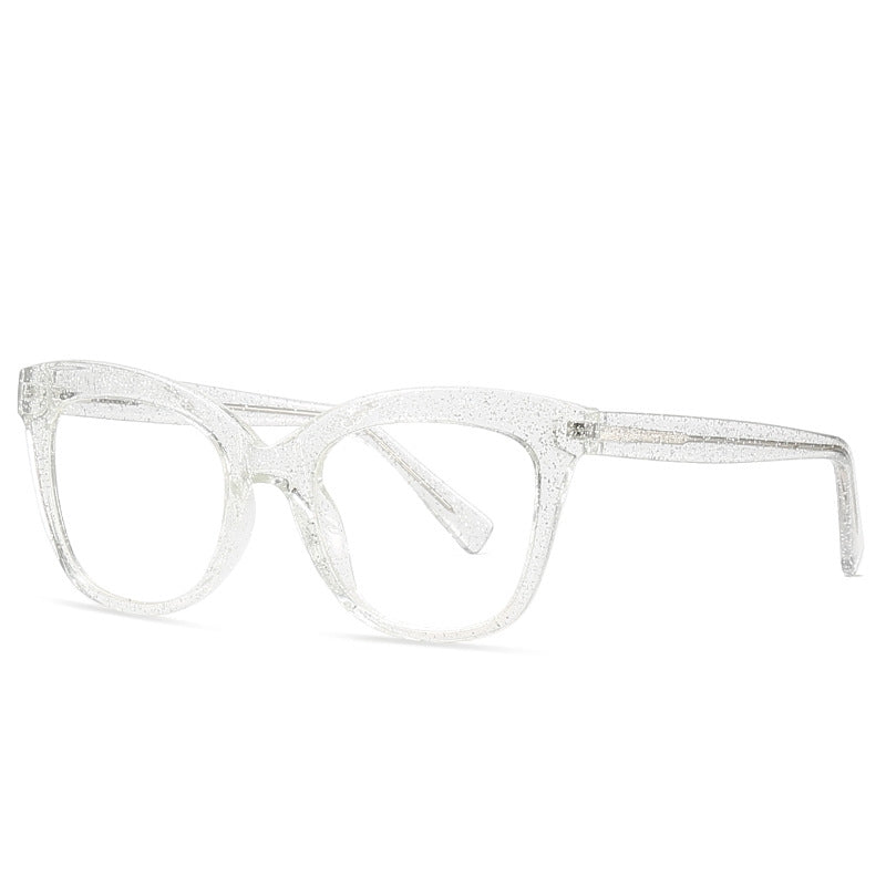Glitter Cat Eye Blue Light Blocking Glasses in Sparkling Crystal Clear