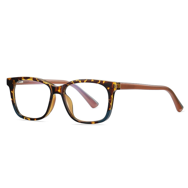 Dipped Corner Square Blue Light Blocking Glasses in Crimson Red with Blue Accent