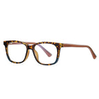 Dipped Corner Square Blue Light Blocking Glasses in Crimson Red with Blue Accent