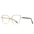 Slim Metal Cat Eye Blue Light Blocking Glasses in Gold & Black