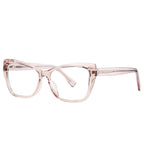 Beveled Cat Eye Blue Light Blocking Glasses in Translucent Blush Pink