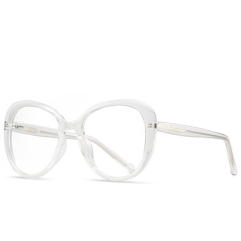 Oversized Round Butterfly Blue Light Blocking Glasses in Crystal Clear