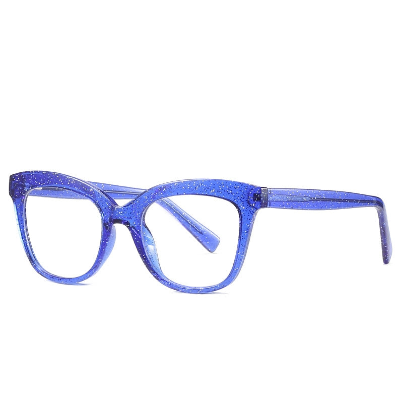 Glitter Cat Eye Blue Light Blocking Glasses in Sparkling Royal Blue