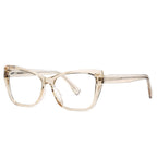 Beveled Cat Eye Blue Light Blocking Glasses in Translucent Champagne