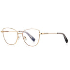 Accent Tip Metal Cat Eye Blue Light Blocking Glasses in Gold with Tortoise Tips