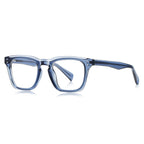 Dual Rivet Square Blue Light Blocking Glasses in Transparent Clear Crystal Frame