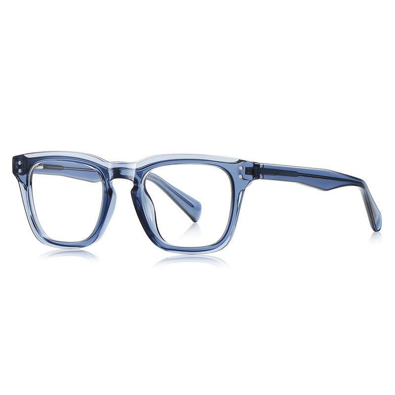 Dual Rivet Square Blue Light Blocking Glasses in Transparent Clear Crystal Frame