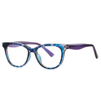 Two-Tone Layered Cat Eye Blue Light Blocking Glasses in Marble & Purple