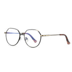 Geometric Octagon Metal Blue Light Blocking Glasses in Matte Black & Gold with Pink Tips