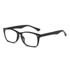 Oval Rivet Rectangle Blue Light Blocking Glasses in Glossy Solid Black