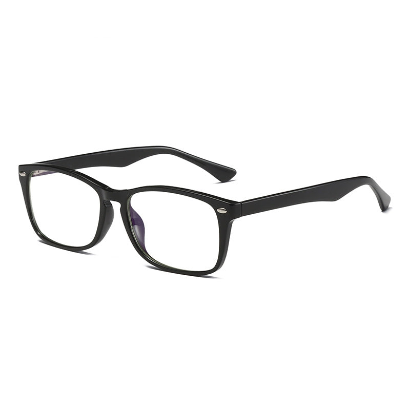 Oval Rivet Rectangle Blue Light Blocking Glasses in Glossy Solid Black