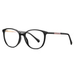 Color Inset Round Blue Light Blocking Glasses in Glossy Solid Black