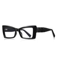Faceted Prism Cat Eye Blue Light Blocking Glasses in Glossy Solid Black