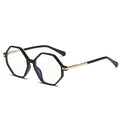 Geometric Octagon Spring Hinge Blue Light Blocking Glasses in Glossy Solid Black with Gold Temples