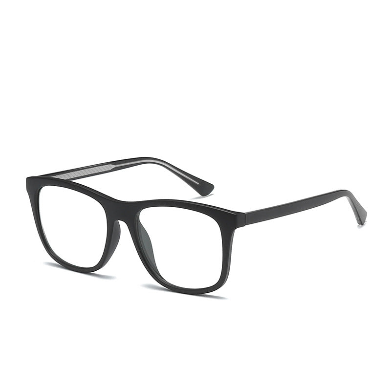 Textured Core Flat Top Square Blue Light Blocking Glasses in Matte Black