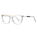 Color Inset Round Blue Light Blocking Glasses in Crystal Clear
