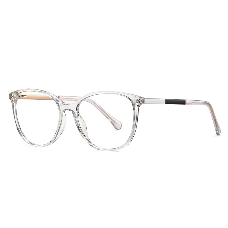 Color Inset Round Blue Light Blocking Glasses in Crystal Clear
