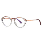 LENSVA Metal Bridge Cat Eye Spring Hinge Blue Light Glasses in Crystal Rose and Gold