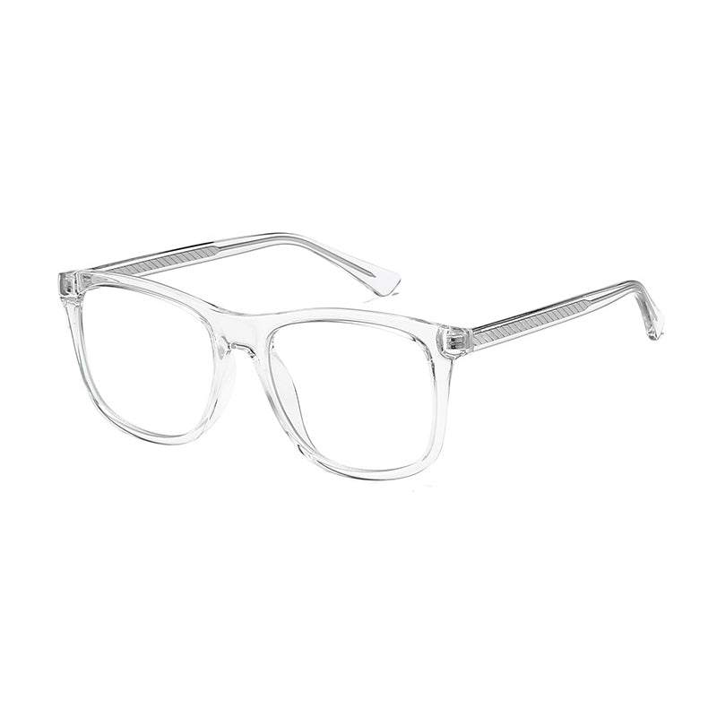 Textured Core Flat Top Square Blue Light Blocking Glasses in Crystal Clear White